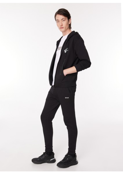 Kapüşon Yaka Siyah Erkek Sweatshırt 23IU1M0E014P417_FELPA