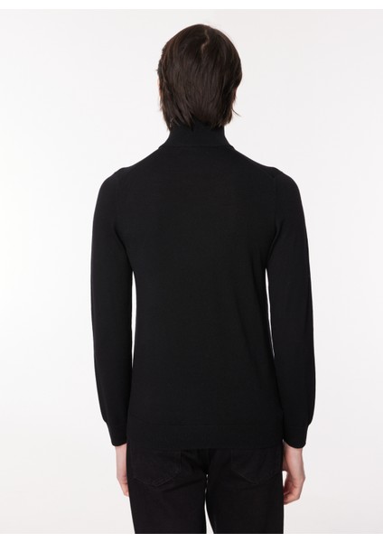 Dik Yaka Normal Düz Siyah Erkek Kazak 23IU1M0A0159002_MAGLIA Lupetto