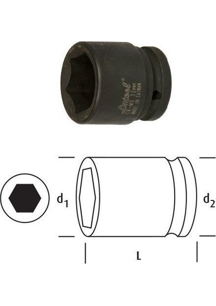 3/4'' Havalı Lokma Kısa 70 mm
