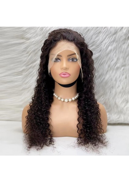 Afro Dalga Front Lace Gerçek Tül Peruk - Doğal - 70-75cm