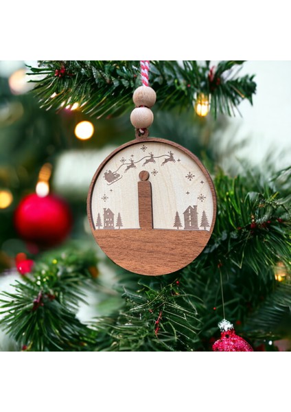 Iskandinav Tarzı İ Harfi Yılbaşı Ağaç Süsü, Kişiselleştirilmiş Minimalist Noel Baba Desenli Çam Ağacı Süsü
