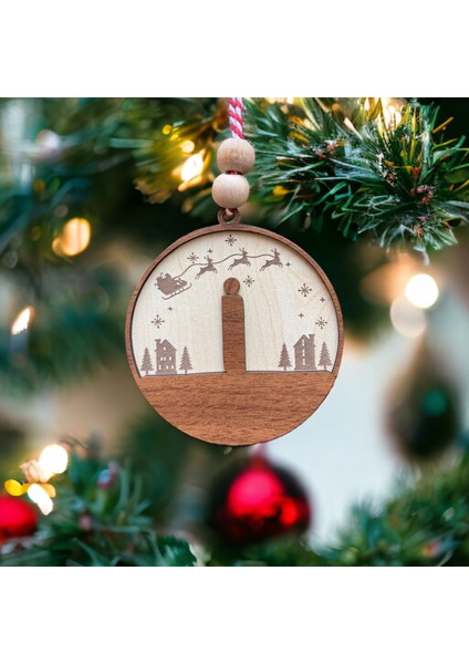 Iskandinav Tarzı İ Harfi Yılbaşı Ağaç Süsü, Kişiselleştirilmiş Minimalist Noel Baba Desenli Çam Ağacı Süsü