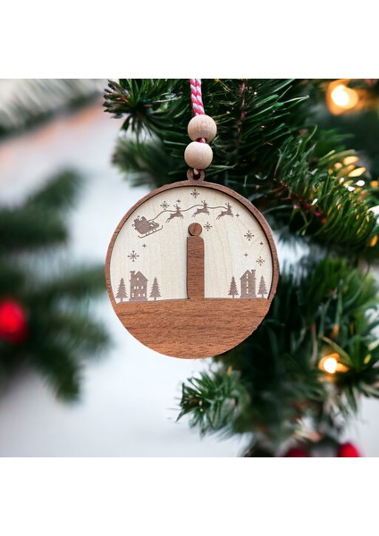 Iskandinav Tarzı İ Harfi Yılbaşı Ağaç Süsü, Kişiselleştirilmiş Minimalist Noel Baba Desenli Çam Ağacı Süsü