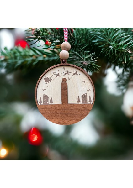 Iskandinav Tarzı İ Harfi Yılbaşı Ağaç Süsü, Kişiselleştirilmiş Minimalist Noel Baba Desenli Çam Ağacı Süsü