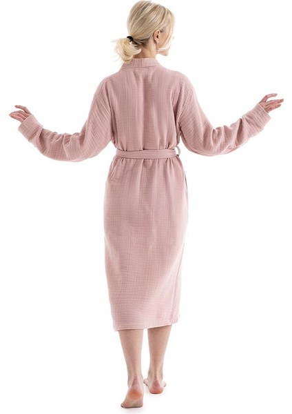 Unisex Kimono Müslin Bornoz Pudra modelleri