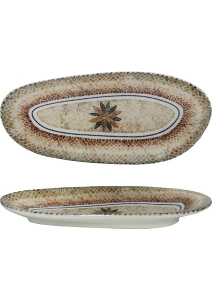 Porselen Ent Otel Simetri Kayık Reaktıf Tabak 1 Adet 26X11 cm
