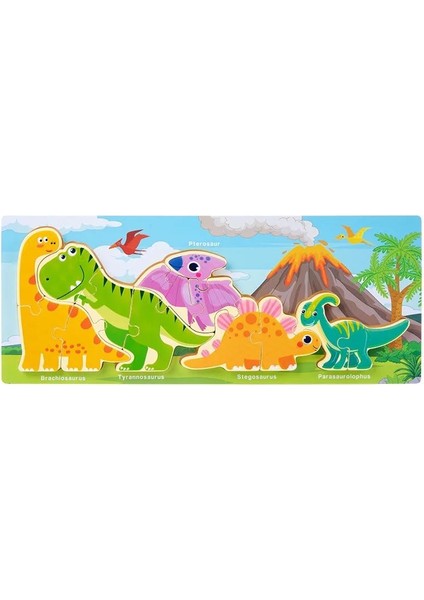 Dinozorlar Temalı 3D Ahşap Çocuk Puzzle