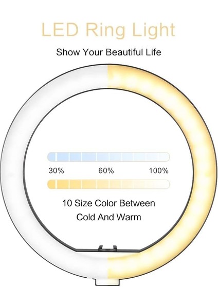 14 Inch Youtuber LED Işıklı Halka Telefon Tutuculu 14 Inch 26 cm Selfie/yayıncı/makyaj Işığı 210 cm Tripod F08 modelleri