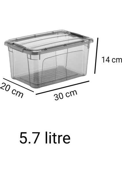 Foly Life 8 Adet 5,7 Litre Royal Box Antrasit Kilitli Erzak ve Saklama Kabı