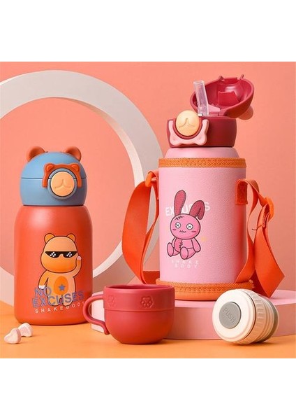 500ML/600ML Termos Kupası, 316 Saman ve Karikatür Desenli Çocuklar Için Uygun Paslanmaz Çelik Astar Termos Kupası (Yurt Dışından) modelleri