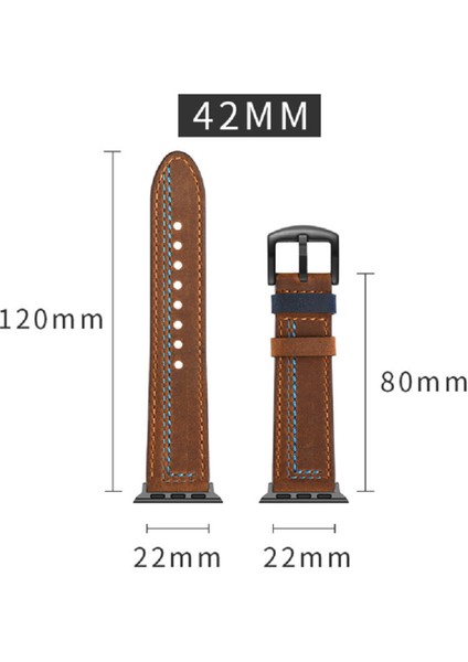 42/44MM38/40MM Kayış, Apple Watch Için Uygun 1/2/3/4/5/6/7 Çılgın At Ilk Kat Cowhide 7 Hat (Yurt Dışından)