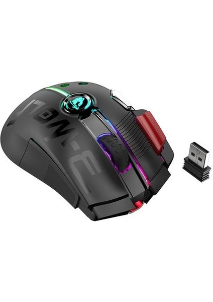 Ergonomik 2.4 Ghz Kablosuz Oyun Fare Bilgisayar Fareler Gamer Laptop Optik Fare Profesyonel Gamer 12000DPI 1000HZMICE (Siyah) (Yurt Dışından)