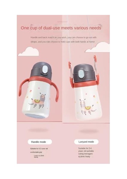 360ML Termos Kupası, 316 Saman Saplı Karikatürlü Çocuklar Için Paslanmaz Çelik (Yurt Dışından) indirimleri