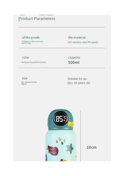 Erkekler ve Kızlar Için 500ML Akıllı Termos Kupası 316 Pasalı Paslanmaz Çelik Termos Kupası (Yurt Dışından)