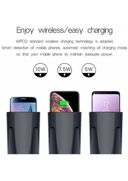 10 W Hızlı Kablosuz Şarj Araç Şarj Kupası iPhone 11 Pro Xs Xr / x / 8 Samsung Galaxy S9 / S8 / NOTE10 / Note9 Araba Kupası Şarj Tutucu | Kablosuz Şarj (Yurt Dışından)