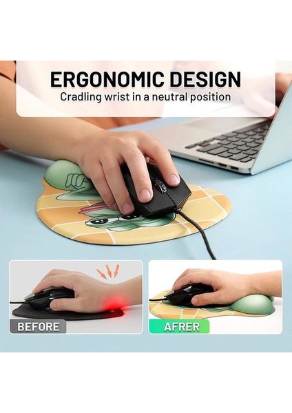 3D Anime Fare Altlıkları Silikon Bilek Dinlenme Kurbağa Fare Altlıkları Jel Mouse Pad, Kaymaz Destek Dinlenme Kurbağa Anime Sevimli Jel Mouse Pad Bilek Dinlenme, Kolay Yazma ve (Yurt Dışından)