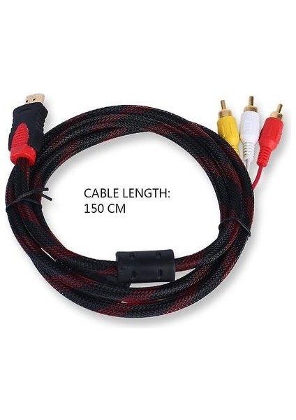 5ft HDMI Erkek Rca Video Ses Av Kablo Adaptörü Ps3 Ps4 Xbox One Wii Için (Yurt Dışından)