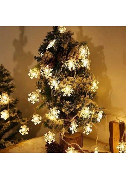 Yaratıcı Snowflake LED Ip Işıkları, Noel Ağacı Işıkları Yanıp Sönen Dize Işıkları, Pil Kutusu Tatil Dekorasyon Işıkları (Yurt Dışından)