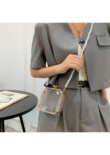 Crossbody Mini Şeffaf Kutu Çantası, Moda Bir Omuz Crossbody Akrilik Kadın Çanta (Yurt Dışından) indirimleri