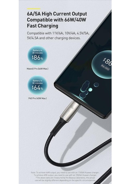 Siyah USB Tip-C Veri Kablosu Süper Hızlı Şarj Huawei Mate 40 P40 Samsung 66 W 5A Scp Fcp Usbc Tip-C Veri Kablosu | Mobil Kablo (Yurt Dışından)