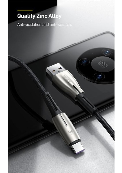 Siyah USB Tip-C Veri Kablosu Süper Hızlı Şarj Huawei Mate 40 P40 Samsung 66 W 5A Scp Fcp Usbc Tip-C Veri Kablosu | Mobil Kablo (Yurt Dışından)