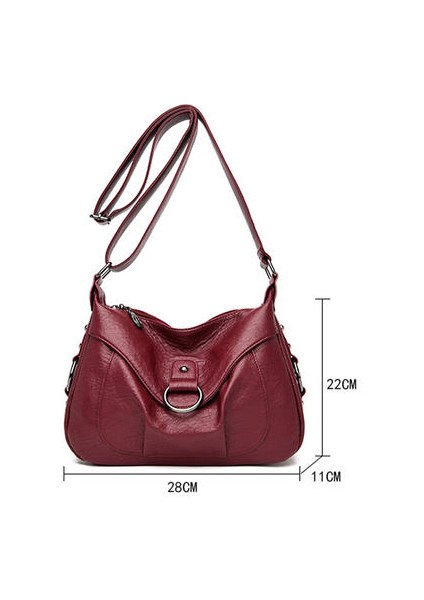 Kadın Crossbody Çantası, Pu Deri Büyük Kapasiteli Omuz Çantası (Yurt Dışından)