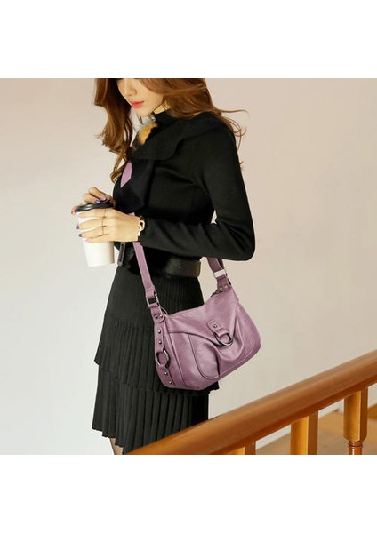 Kadın Crossbody Çantası, Pu Deri Büyük Kapasiteli Omuz Çantası (Yurt Dışından)