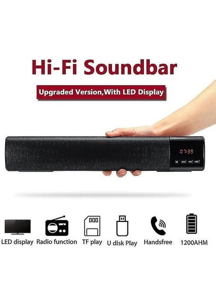 Tv Soundbar Bluetooth Hoparlör Taşınabilir Kablosuz Subwoofer Stereo Çalar Kablosuz | Soundbar (Siyah) (Yurt Dışından)