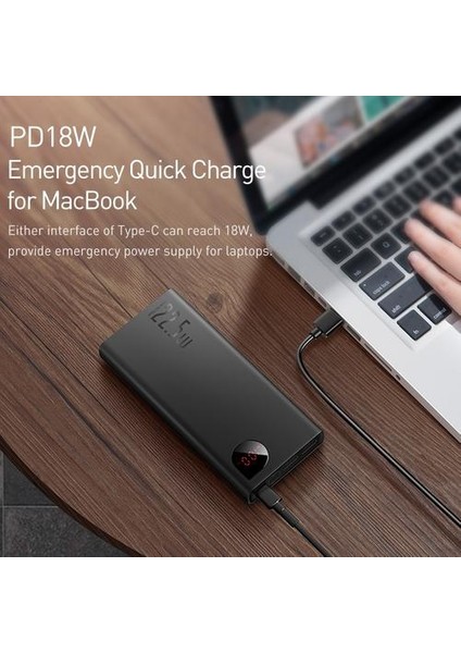 Siyah Güç Bankası 20000 Mah 22.5 W / 65 W Taşınabilir Pil Şarj Powerbank Tipi C USB Hızlı Şarj Güç Bankası iPhone Huawei Için (Yurt Dışından)