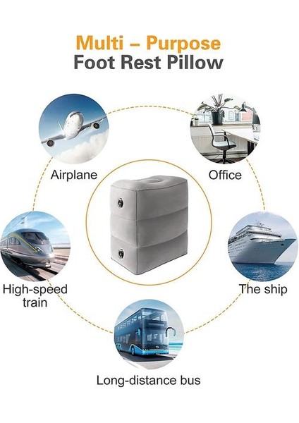 Seyahat Için Şişme Ayak Dayama Yastığı, Yüksekliği Ayarlanabilir Minderler, Ofis, Ev ve Kullanıma Uygun Uyku ve Ayak Dayama Için Çok Yönlü Seyahat Aksesuarı (Yurt Dışından)