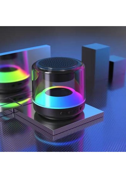 Renkli Işıklar Bluetooth Hoparlör, Subwoofer Stereo Ev Büyük Hacimli Açık Su Geçirmez Mini Küçük Ses Subwoofer (Yurt Dışından)