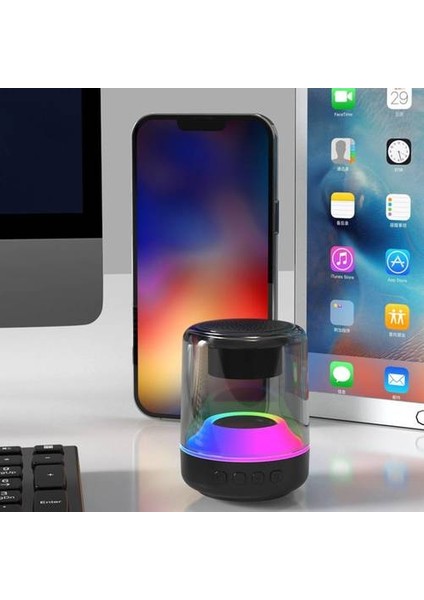 Renkli Işıklar Bluetooth Hoparlör, Subwoofer Stereo Ev Büyük Hacimli Açık Su Geçirmez Mini Küçük Ses Subwoofer (Yurt Dışından)