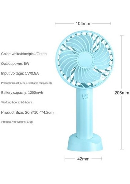 1200 Mah Plastik El Fan, Öğrenci Yurtlarında Büyük Rüzgar Enerjisi Için Uygun Basit Şarj Edilebilir Taşınabilir Fan (Yurt Dışından)