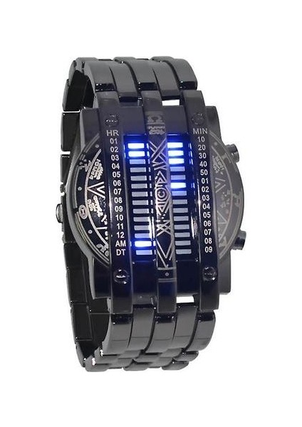 Deffrun Moda Ikili LED Dijital Izle Tam Çelik Erkekler Bilek Izle (Yurt Dışından)