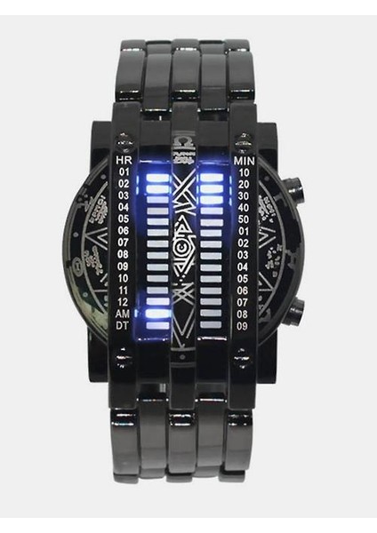 Deffrun Moda Ikili LED Dijital Izle Tam Çelik Erkekler Bilek Izle (Yurt Dışından)