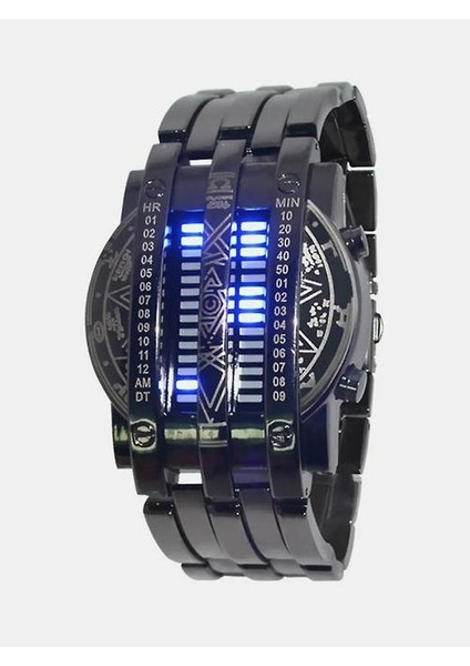 Deffrun Moda Ikili LED Dijital Izle Tam Çelik Erkekler Bilek Izle (Yurt Dışından)