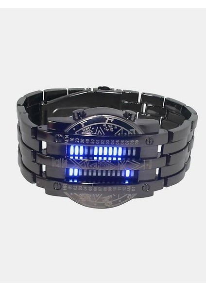 Deffrun Moda Ikili LED Dijital Izle Tam Çelik Erkekler Bilek Izle (Yurt Dışından)