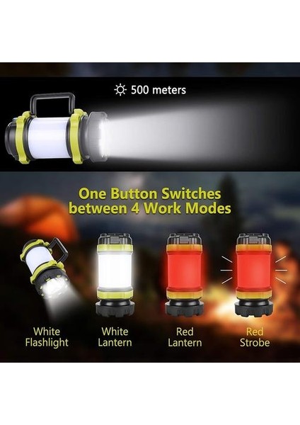 Taşınabilir LED Kamp Işık Çalışma Işığı Açık Çadır Işık El Feneri USB Şarj Edilebilir Su Geçirmez Arama Işık | Taşınabilir Fenerler (Yurt Dışından)
