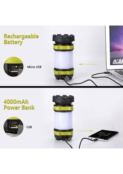 Taşınabilir LED Kamp Işık Çalışma Işığı Açık Çadır Işık El Feneri USB Şarj Edilebilir Su Geçirmez Arama Işık | Taşınabilir Fenerler (Yurt Dışından)