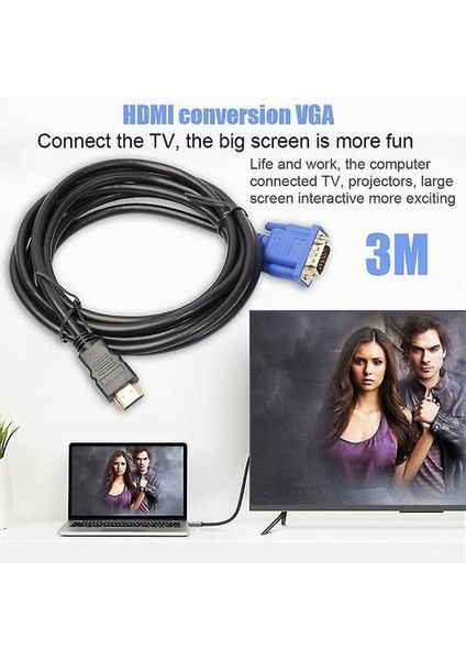 HDMI - VGA Kablosu HDMI Altın Erkek - VGA Hd-15 Erkek 15PIN Adaptör Kablosu (Yurt Dışından)