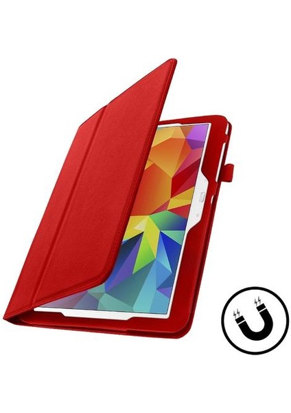 Flip Standing Durumda Samsung Galaxy Tab 4 10.1 T530 Ultra-Ince Koruma - Siyah (Kırmızı) (Yurt Dışından)