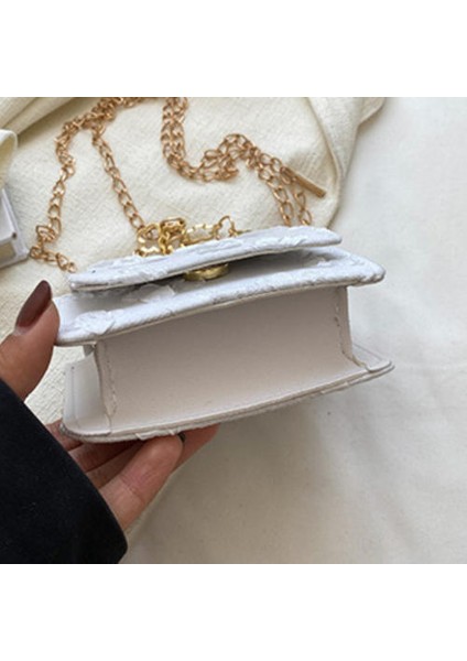 Desenli El Zinciri Mini Messenger Çantası, Popüler Niş All-Mwatch Küçük Çanta, Moda Basit Ruj Çantası (Yurt Dışından)