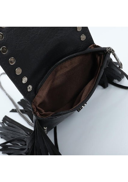 Modaya Uygun ve Şık Yumuşak Deri Çivili Püskül Çanta, Zincir Tek Omuzlu Crossbody Kadın Çantası (Yurt Dışından)