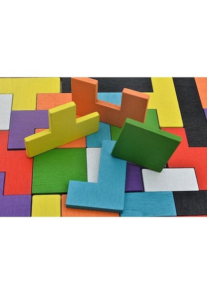 Çocuk Oyuncakları, Yeni Yürümeye Başlayan Çocuklar Için Ahşap Tetris Yapboz Tangram, Renkli Blok Oyunu, Eğitici Oyuncaklar (3d) (Yurt Dışından)