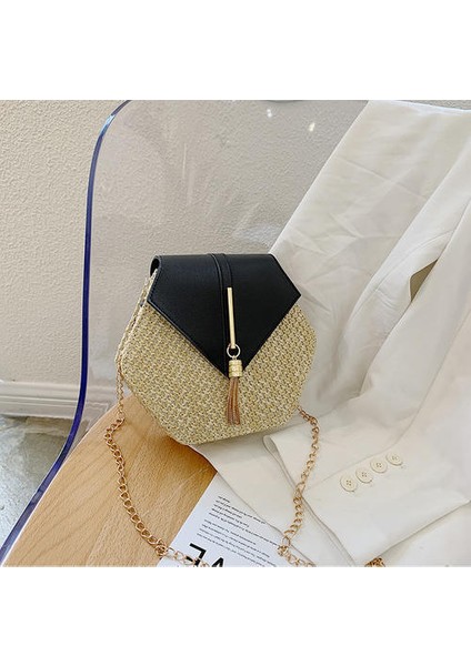 Altıgen Tatil Plaj Hasır Crossbody Çanta (Yurt Dışından)