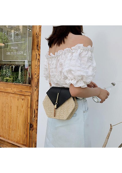 Altıgen Tatil Plaj Hasır Crossbody Çanta (Yurt Dışından)