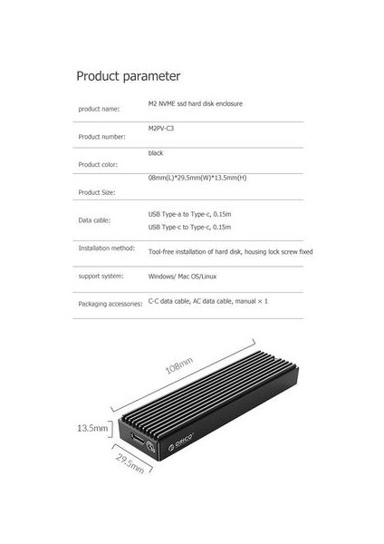 M.2 Nvme SSD Muhafaza Tipi C Katı Durum Sürücüsü Mobil Kılıf HDD Kılıf M2 SSD Için USB Kablosu ile | HDD Muhafaza (Yurt Dışından)