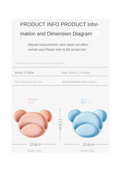Çocuk Yemek Tabağı, Karikatürlü Silikon, Vantuzlu Bebek Maması Takviyesi Için Uygun Vantalı Ayı Deseni, Eğitim Kasesi Yiyebilir (Yurt Dışından) fiyatları
