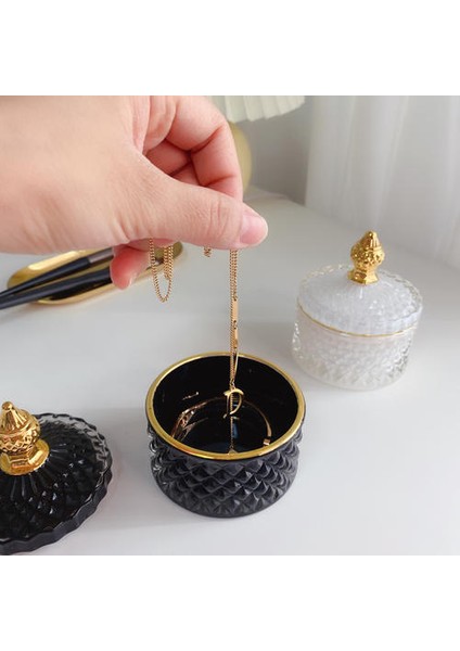Kabartmalı Kristal Cam Depolama Kavanoz Takı Şeker Kavanoz Aromaterapi Mum Depolama Kavanoz Oturma Odası Tezgah Dekorasyon Sanat Hediye | Depolama Şişeleri ve Amp;kavanoz (Siyah) (Yurt Dışından)