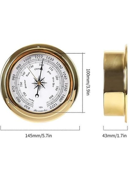 145MM Duvara Monte Termometre Higrometre Barometre Gelgit Saati Hava Istasyonu R9UF (6) (Yurt Dışından)